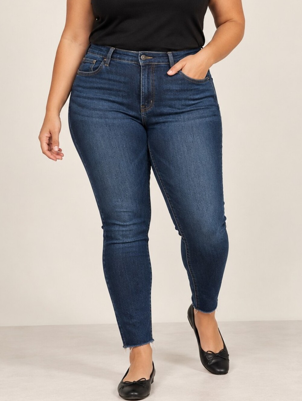 Silver Jeans Most Wanted Skinny Jeans — Dark Indigo Raw Hem: Size 32x29